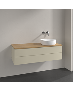 Meuble vasque Villeroy & Boch Antao L23011HJ avec éclairage, 120 x 36 x 50 cm, plan vasque couleur chêne miel, laque mate gris soie